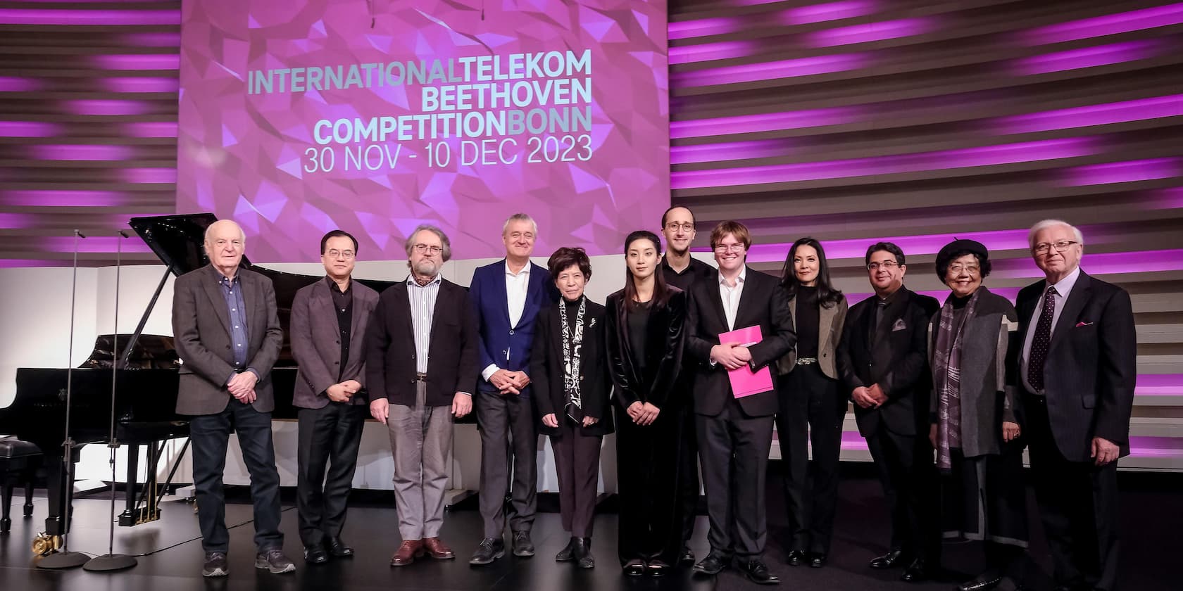 Group of people on stage at the International Telekom Beethoven Competition Bonn 2023.