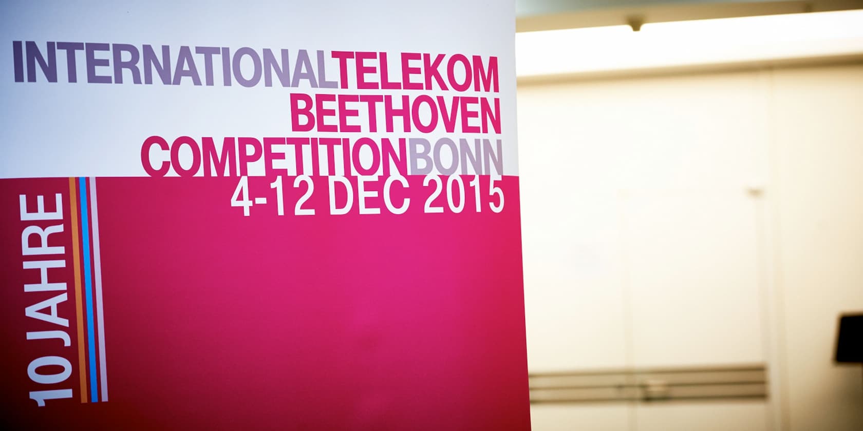 Plakat der International Telekom Beethoven Competition Bonn vom 4. bis 12. Dezember 2015, 10 Jahre Jubiläum